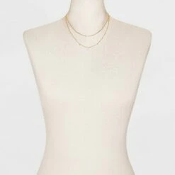 Top 10 🧨 14K Gold Plated Pierced Cubic Zirconia Duo Necklace - A New Day™ 🤩