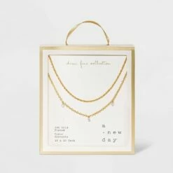 Top 10 🧨 14K Gold Plated Pierced Cubic Zirconia Duo Necklace - A New Day™ 🤩 -A New Day Sales 2022 unnamed file 2865