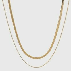 Cheapest 🧨 14K Gold Plated Duo Herringbone Chain Necklace - A New Day™ 💯 -A New Day Sales 2022 unnamed file 2882