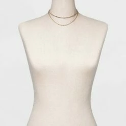 Best Pirce 🛒 Two Row Rhinestone Chain Necklace - A New Day™ Gold 🔔