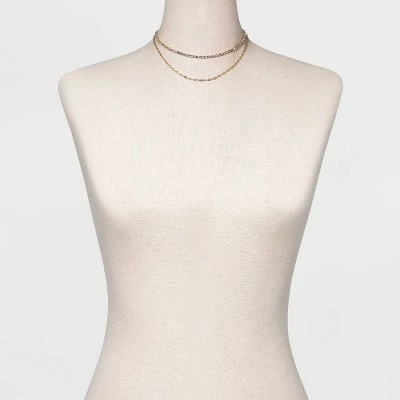 Best Pirce 🛒 Two Row Rhinestone Chain Necklace - A New Day™ Gold 🔔 3 Best Pirce 🛒 Two Row Rhinestone Chain Necklace - A New Day™ Gold 🔔