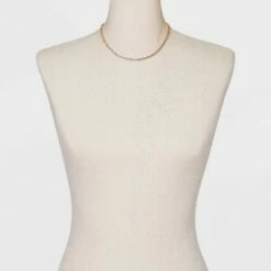 Deals 👏 Crystal Rhinestone Chain Necklace - A New Day™ Gold 🤩