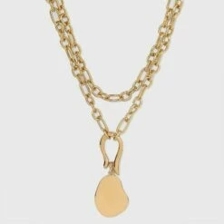 Flash Sale 🛒 Organic Shape Pendant 20" Layered Necklace - A New Day™ Gold 😀 -A New Day Sales 2022 unnamed file 2929