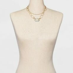 Outlet 🛒 Layered Link Chain Necklace - A New Day™ Gold ⌛
