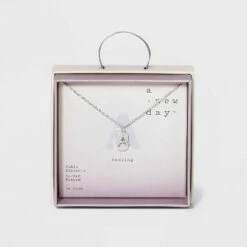 Budget 🔔 Crystal Sterling Plated Initial Tag Cut Out Pendant Necklace - A New Day™ Metallic Silver ⭐ -A New Day Sales 2022 unnamed file 2951