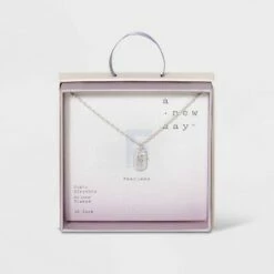 Budget 🔔 Crystal Sterling Plated Initial Tag Cut Out Pendant Necklace - A New Day™ Metallic Silver ⭐ -A New Day Sales 2022 unnamed file 2956