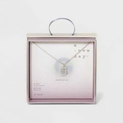 Budget 🔔 Crystal Sterling Plated Initial Tag Cut Out Pendant Necklace - A New Day™ Metallic Silver ⭐ -A New Day Sales 2022 unnamed file 2957