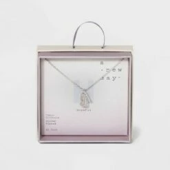 Budget 🔔 Crystal Sterling Plated Initial Tag Cut Out Pendant Necklace - A New Day™ Metallic Silver ⭐ -A New Day Sales 2022 unnamed file 2958