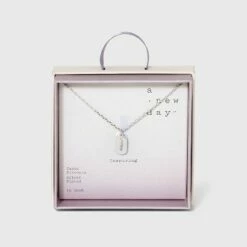Budget 🔔 Crystal Sterling Plated Initial Tag Cut Out Pendant Necklace - A New Day™ Metallic Silver ⭐ -A New Day Sales 2022 unnamed file 2959