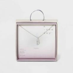 Budget 🔔 Crystal Sterling Plated Initial Tag Cut Out Pendant Necklace - A New Day™ Metallic Silver ⭐ -A New Day Sales 2022 unnamed file 2960