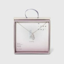 Budget 🔔 Crystal Sterling Plated Initial Tag Cut Out Pendant Necklace - A New Day™ Metallic Silver ⭐ -A New Day Sales 2022 unnamed file 2962