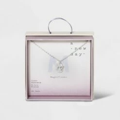 Budget 🔔 Crystal Sterling Plated Initial Tag Cut Out Pendant Necklace - A New Day™ Metallic Silver ⭐ -A New Day Sales 2022 unnamed file 2963