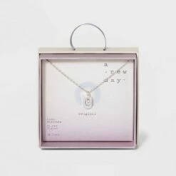 Budget 🔔 Crystal Sterling Plated Initial Tag Cut Out Pendant Necklace - A New Day™ Metallic Silver ⭐ -A New Day Sales 2022 unnamed file 2965