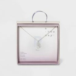 Budget 🔔 Crystal Sterling Plated Initial Tag Cut Out Pendant Necklace - A New Day™ Metallic Silver ⭐ -A New Day Sales 2022 unnamed file 2968
