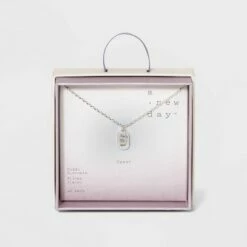 Budget 🔔 Crystal Sterling Plated Initial Tag Cut Out Pendant Necklace - A New Day™ Metallic Silver ⭐ -A New Day Sales 2022 unnamed file 2969