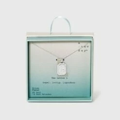 Outlet 🔥 Silver Plated Initial Tag Pendant Necklace - A New Day™ 🧨 -A New Day Sales 2022 unnamed file 3024