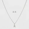 Top 10 🔔 Silver Plated Cubic Zirconia Initial Chain Pendant Necklace and Earring Set - A New Day™ 🎁 -A New Day Sales 2022 unnamed file 3039