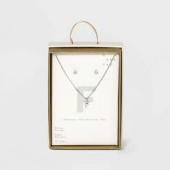 Top 10 🔔 Silver Plated Cubic Zirconia Initial Chain Pendant Necklace and Earring Set - A New Day™ 🎁 -A New Day Sales 2022 unnamed file 3048