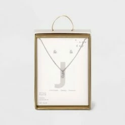 Top 10 🔔 Silver Plated Cubic Zirconia Initial Chain Pendant Necklace and Earring Set - A New Day™ 🎁 -A New Day Sales 2022 unnamed file 3052