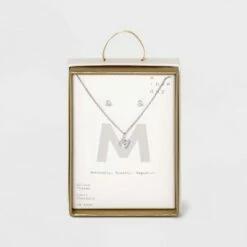 Top 10 🔔 Silver Plated Cubic Zirconia Initial Chain Pendant Necklace and Earring Set - A New Day™ 🎁 -A New Day Sales 2022 unnamed file 3055