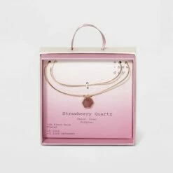 Cheapest 🧨 Silver Plated Layered Gold Necklace - A New Day™ Strawberry Quartz 🔥 -A New Day Sales 2022 unnamed file 3072