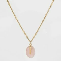 Buy ⭐ Silver Plated Rose Quartz Pendant Necklace - A New Day™ Gold 🛒