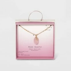 Buy ⭐ Silver Plated Rose Quartz Pendant Necklace - A New Day™ Gold 🛒 -A New Day Sales 2022 unnamed file 3080