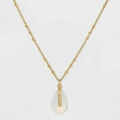 Best deal 🥰 Silver Plated Opalite Pendant Necklace - A New Day™ Gold 👏