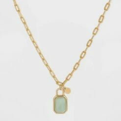 Buy 🥰 Silver Plated Gold Dipped Paperclip Chain and Semi-Precious Stone 18" Pendant Necklace - A New Day™ Rose Quartz ⌛