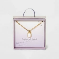 Buy 🥰 Silver Plated Gold Dipped Paperclip Chain and Semi-Precious Stone 18" Pendant Necklace - A New Day™ Rose Quartz ⌛ -A New Day Sales 2022 unnamed file 3092