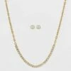 Coupon 🧨 Silver Plated Gold Dipped Rhinestone Chain Necklace and Earring Set - A New Day™ Gold 🌟