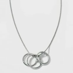 New 🎉 Pendant Ring Statement Necklace - A New Day™ Silver ⭐ -A New Day Sales 2022 unnamed file 3133