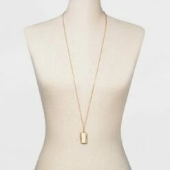 Cheapest 🤩 Solid Rectangle Statement Necklace - A New Day™ Gold 👍