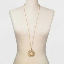 Outlet 💯 Multi Ring Pendant Statement Necklace - A New Day™ Gold 🎉