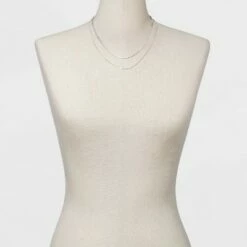 Flash Sale ⌛ Plated Herringbone and Box Chain Necklace Set 2pc - A New Day™ Silver ✨