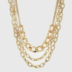 Promo 👍 Multi Row Layered Chain Linked Necklace - A New Day™ Silver 🌟 -A New Day Sales 2022 unnamed file 3160