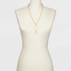 Discount ⭐ Gold with Two Rings Statement Necklace - A New Day™ Gold 🤩