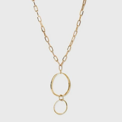 Discount ⭐ Gold with Two Rings Statement Necklace - A New Day™ Gold 🤩 5 Discount ⭐ Gold with Two Rings Statement Necklace - A New Day™ Gold 🤩 - Image 3