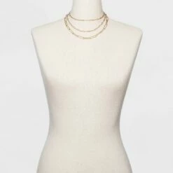 Discount ⌛ 3 Row Paperclip Chain Necklace - A New Day™ Silver 🧨