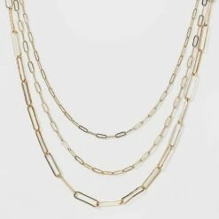 Discount ⌛ 3 Row Paperclip Chain Necklace - A New Day™ Silver 🧨 -A New Day Sales 2022 unnamed file 3187
