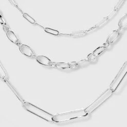Discount ⌛ 3 Row Paperclip Chain Necklace - A New Day™ Silver 🧨 -A New Day Sales 2022 unnamed file 3188