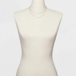 Outlet 😉 Silver Plated Paperlink Chain and Pierced Cubic Zirconia Necklace Set - A New Day™ Silver ✔️