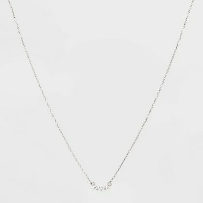 Top 10 ❤️ Sterling Silver with Cubic Zirconia Curved Bar Station Chain Necklace - A New Day™ Silver 👏 4 Top 10 ❤️ Sterling Silver with Cubic Zirconia Curved Bar Station Chain Necklace - A New Day™ Silver 👏 - Image 2
