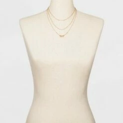 Cheap ✔️ Three Rows Seed Bead and Hanging Coins Layered Necklace - A New Day™ Gold 🧨