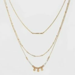 Cheap ✔️ Three Rows Seed Bead and Hanging Coins Layered Necklace - A New Day™ Gold 🧨 -A New Day Sales 2022 unnamed file 3239