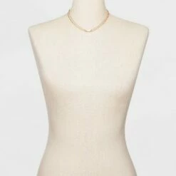 Coupon ⌛ Mother of Pearl and Metal Two Row Layered Necklace Pendant - A New Day™ Gold 🧨