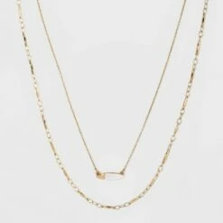 Coupon ⌛ Mother of Pearl and Metal Two Row Layered Necklace Pendant - A New Day™ Gold 🧨 -A New Day Sales 2022 unnamed file 3242