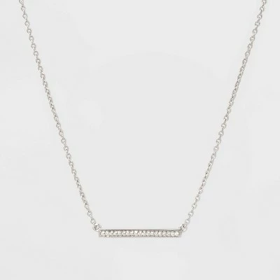 Best deal ✔️ Sterling Silver Bezel Cubic Zirconia Bar Chain Necklace - A New Day™ Silver/Clear ✨ 4 Best deal ✔️ Sterling Silver Bezel Cubic Zirconia Bar Chain Necklace - A New Day™ Silver/Clear ✨ - Image 2