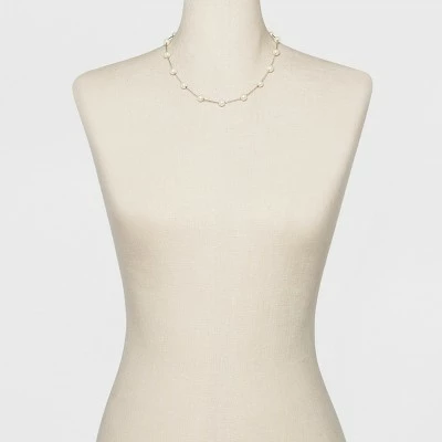 Best Pirce ❤️ Short Faux Pearl Chain Necklace - A New Day™ Silver 💯 3 Best Pirce ❤️ Short Faux Pearl Chain Necklace - A New Day™ Silver 💯