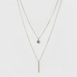 Promo 🔔 Pave Circle and Thin Bar Two Row Short Necklace - A New Day™ Rose Gold/Clear ⭐ -A New Day Sales 2022 unnamed file 3286